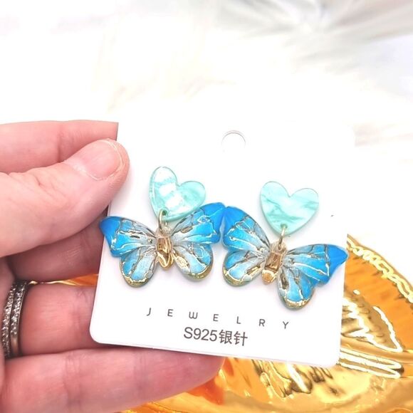 New BUTTERFLY dangle earrings with 925 silver posts - Picture 13 of 13